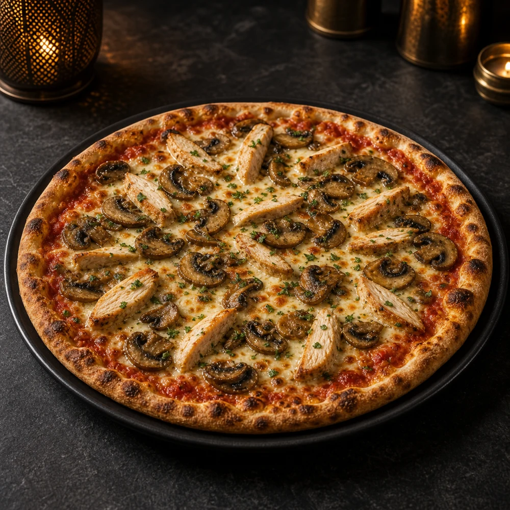 Pizza poulet champignons