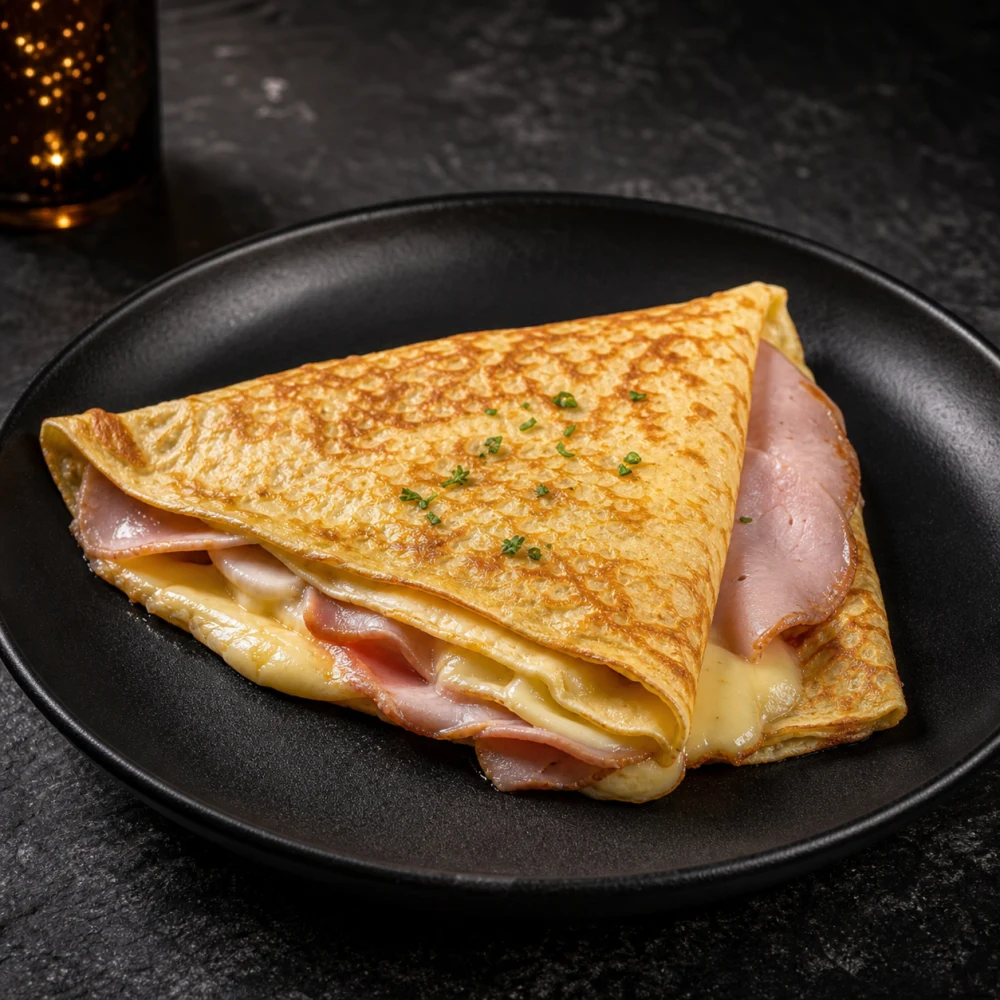 Crêpe salée fromage et jambon