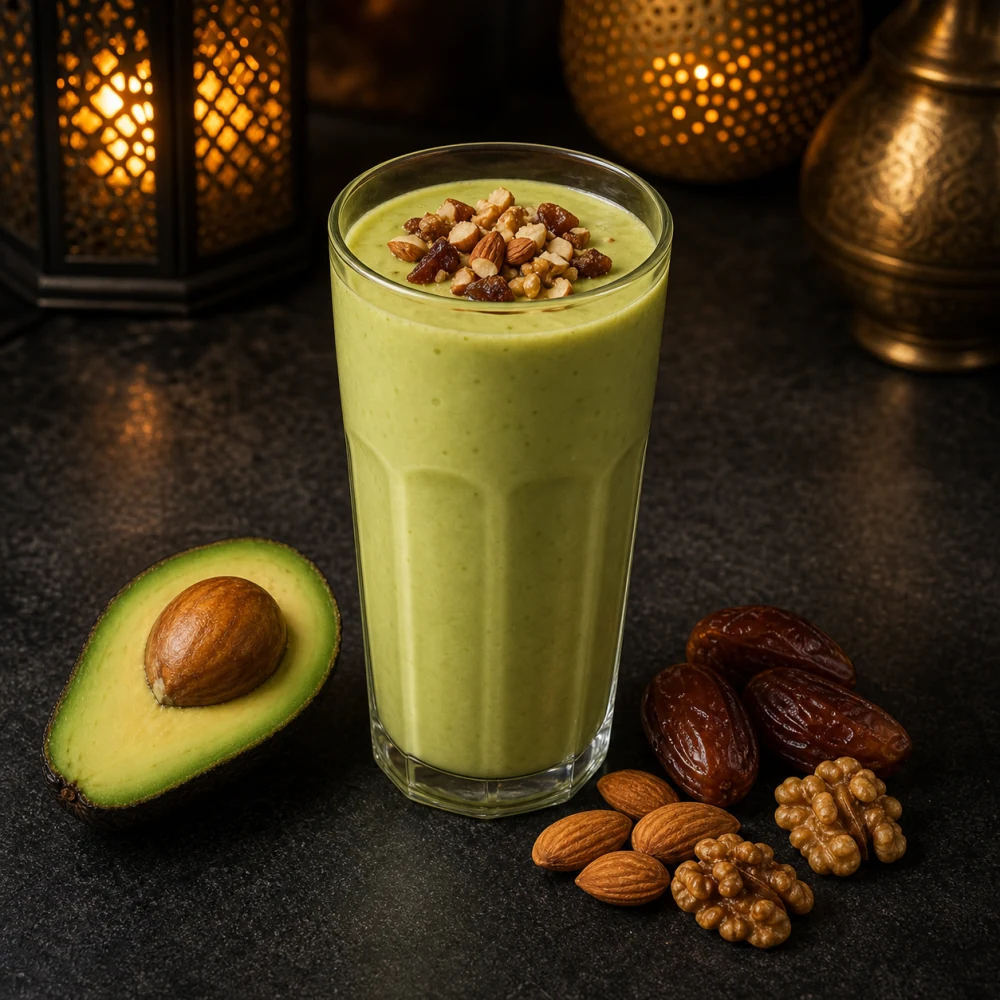 Jus d'avocat et fruits secs